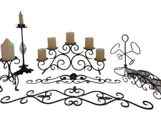 Black Iron Candle Pillars, Votive Holders, Door Toppers, Wine Bottle Holder
