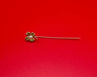 Tests 14K Gold Pearl Stick Pin