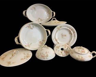 Vtg Haviland Limoges 2 Covered Casserole Bowls, Butter Dish Sugar Bowl