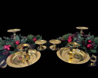 Brass And Wreath Candleholders