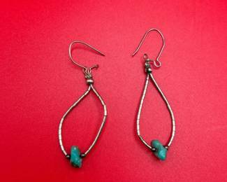 Sterling Silver Turquoise Hoop Earrings