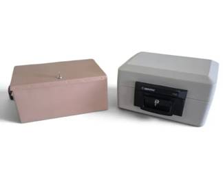 Pair Of Personal Security Lockboxes Vintage Steel Sentry 1150 FireSafe