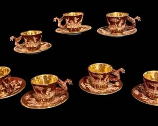 Seven Capidimonti Demitasse Cups And Saucers Marked 565 Italy
