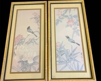 Vtg Asianstyle Prints Featuring Birds