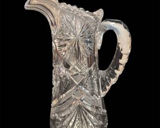 American Brilliant Period ABP Cut Crystal Glass Pitcher 10.5 Tall