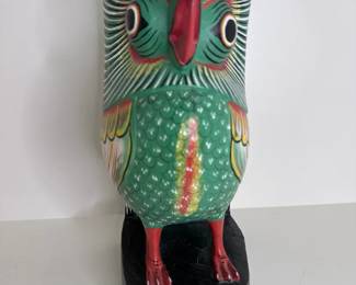 Vintage Handpainted Handcarved Wooden Folk Art Owl