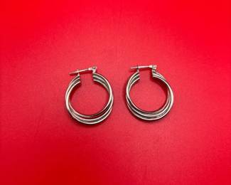 Lovely Sterling Silver Triple Twist Hoop Earrings