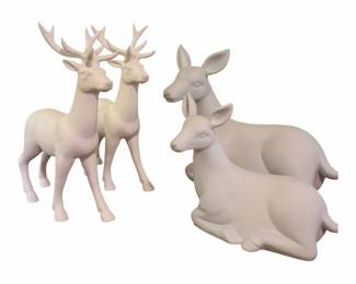 Ceramic Reindeer Doe Figurines
