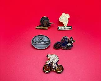 Lot Of 5 Vintage Michelin Man Pins