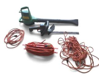 Weed Eater Electric Leaf Blower, Hedge Trimmer, 3 Extension Cords Lot