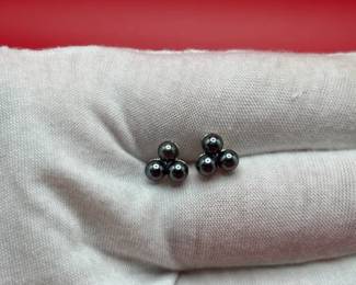 Stamped 14KT Triple Stud Earrings