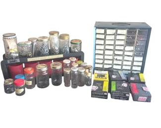Vintage Workshop Hardware Storage Organizer Lot