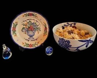 Homer Laughlin Decorative Plate, Blue And White Bowl, Paper Weights Dutch Clog