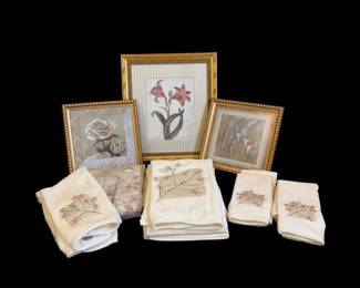 3 Framed Floral Prints Floral Towels