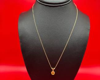 18 14K Yellow Gold Necklace With Gemstone Pendant