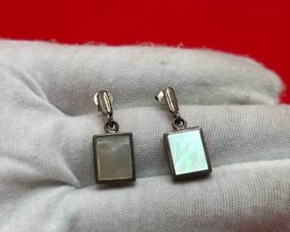 Vintage Sterling Silver Mother Of Pearl Earrings