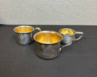 3 Vintage Sterling Silver Baby Cups