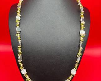 22 Glass Beaded Necklace With Sterling Silver WireLobster Clasp