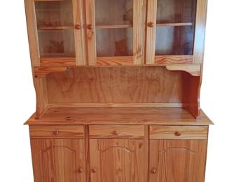 Vintage Wooden Buffet And Hutch Cabinet