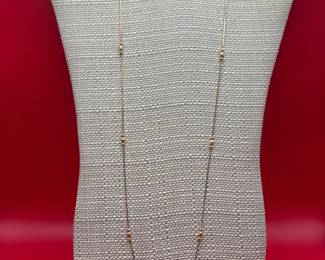 30 14KT Yellow Gold Box Chain With Beaded Accents