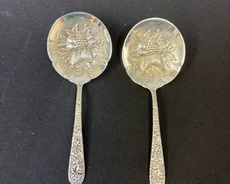 Set Of 2 Vintage S. Kirk Son Sterling Silver Soup Spoons