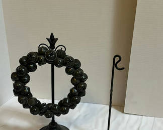 Lot 206: Metal Bell Wreath Decor, Hanging Stand, and Horseshoe Chain Link