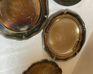 Lot 237: Set of Four Metal Serving Trays and Plates