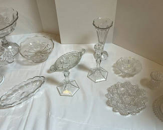 Lot 228: Assorted Clear Glass Serving Bowls and Pedestal Dishes
