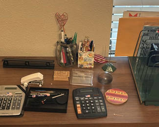 Lot 49: Assorted Office Supplies and Desk Organizers