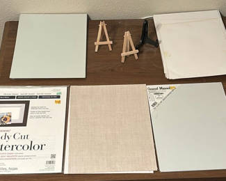 Lot 52: Art Supplies and Display Easels