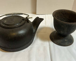 Lot 205: Cast Iron Teapot and Pedestal Cup