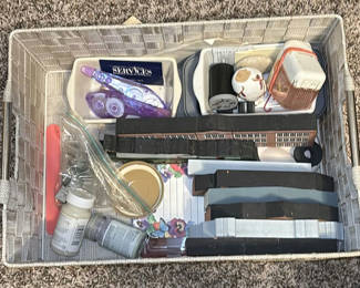 Lot 40: Assorted Decorative Plaques, Craft Supplies, and Household Items