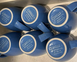 Lot 129: Set of Blue Corelle Stoneware Mugs