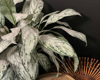 Lot 254: Artificial Potted Plant and Woven Bamboo Trays
