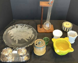 Lot 134: Assorted Vintage Glassware, Ceramics, and Serving Pieces