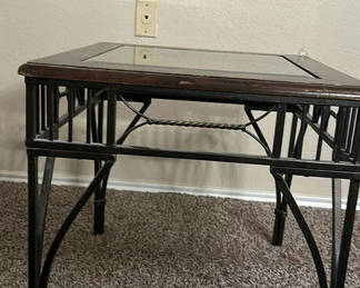 Lot 249: Square Accent Table with Glass Top