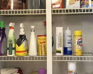 Lot 158: Assorted Food Tins and Household Cleaning Supplies