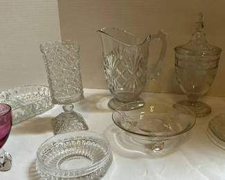 Lot 225: Assorted Cut Glass Serving and Decorative Pieces