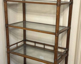 Lot 143: Wood and Glass Display Shelving Unit