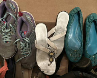 Lot 251: Assorted Women's Shoes Including Reebok Sneakers and Tory Burch Flats