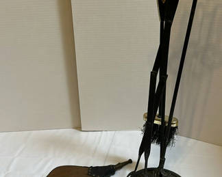 Lot 204: Fireplace Tool Set and Wooden Bellows