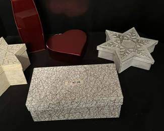 Lot 263: Decorative Boxes and Red Vase