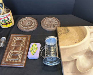 Lot 127: Assorted Decorative Household Items and Coffee-Themed Wall Art