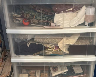 Lot 61: Plastic Storage Drawers with Sewing and Craft Supplies