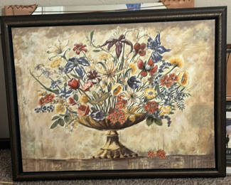 Lot 70: Framed Floral Wall Art, Decorative Mirror, and Home Sign
