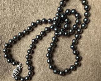 JTV Black Cultured Akoya Pearl Necklace