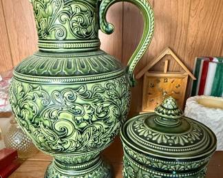 Green Pitcher and Covered Jar