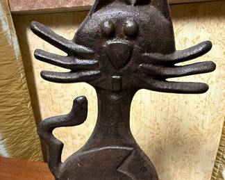 Cast Iron Mid-Century Modern Style Cat Doorstop