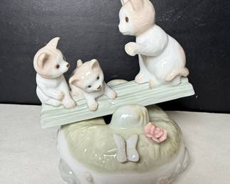 Kittens on Seesaw Musical Figurine
