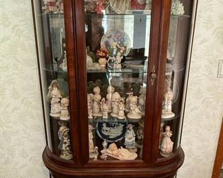Traditional Style Bowed Glass Curio Cabinet